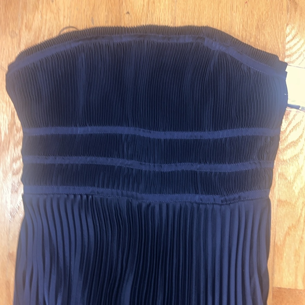 Taylor satin navy Pleated midi Gown